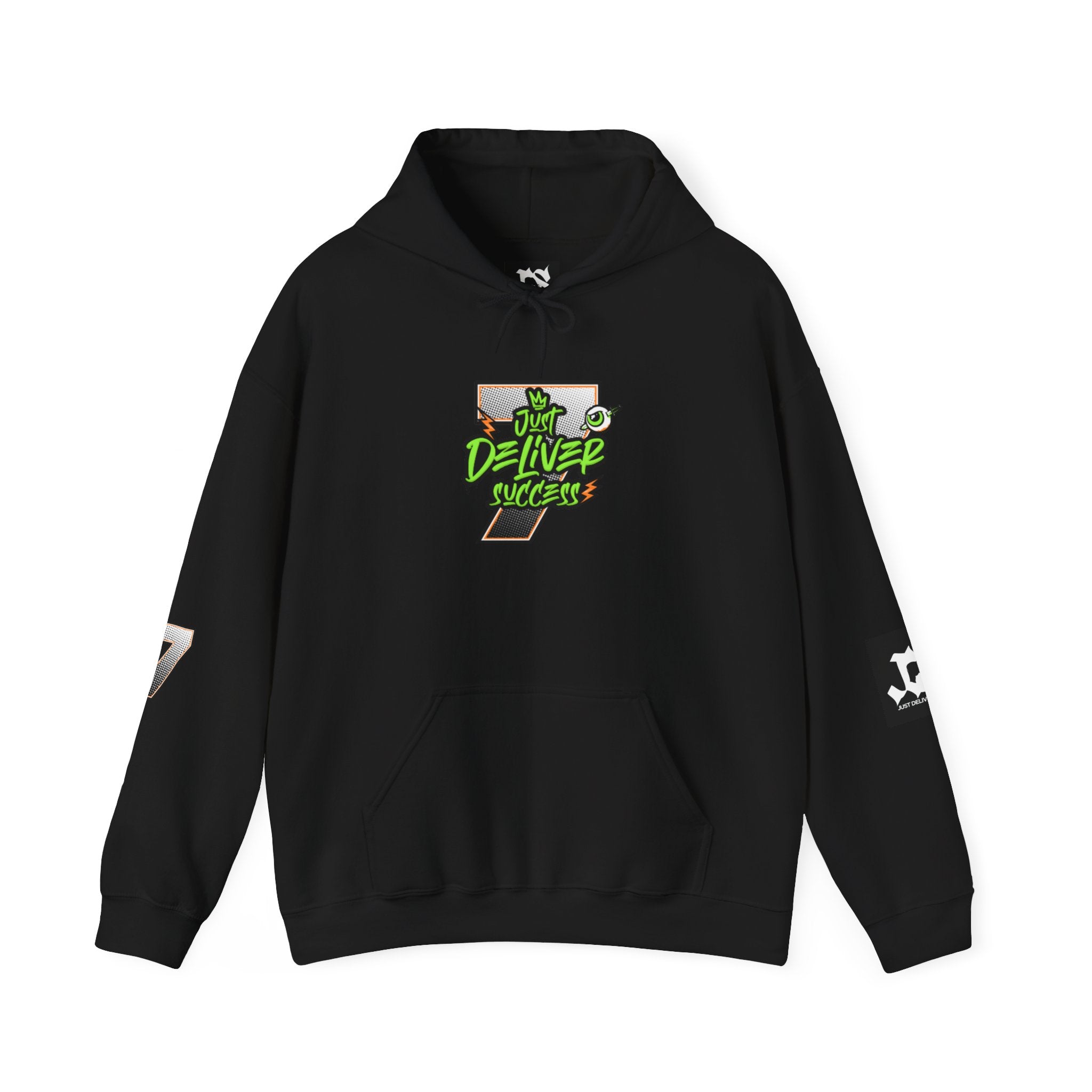 Unisex Hoodie - Just Deliver Success Da Desert Collection featuring a black design with vibrant lettering.